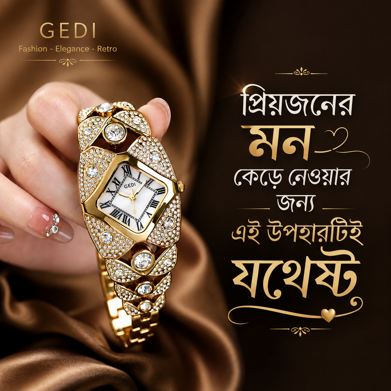 Original Gedi Brand Diamond Luxury Wristwatch Elegant Female Gift Ladies Watches